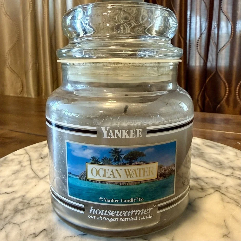 Yankee Wax Housewarmer‎ 14.5oz Candle Ocean Water Black Band Jar 65-90 Hours!